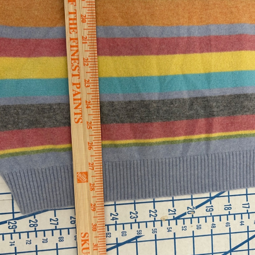 Grant Thomas 100% Two-Ply Cashmere Rainbow Cobain Striped XXL Sweater Dopamine - Picture 6 of 7